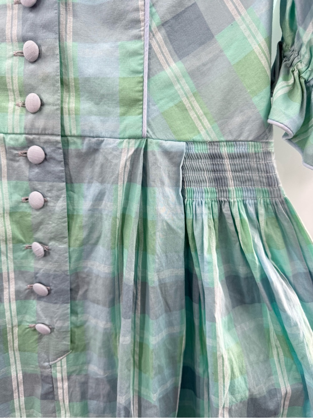 Vintage Linnartz Austrian Folk Cotton Prairie Peasant Midi Dress Puff Sleeve Med - Picture 6 of 14